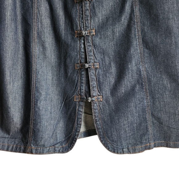 Vintage Y2K Denim Dress Women XL 16 Sleeveless Button Front Blue Dark Wash Jean - Picture 7 of 9